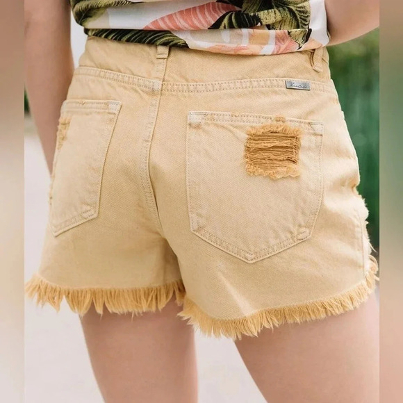Kancan Washed High-Rise Distressed Shorts Sz Small Festival Beach Summer Boho - Picture 3 of 10